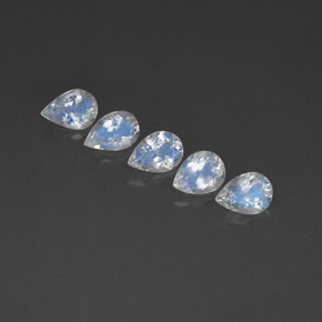 2.74 ct White Rainbow Moonstone Gemstone, Rainbow Moonstone Gem in Pear Facet Shape for Sale.