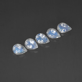 2.74 ct White Rainbow Moonstone Stone, Natural Rainbow Moonstone in Pear Facet Shape for Sale