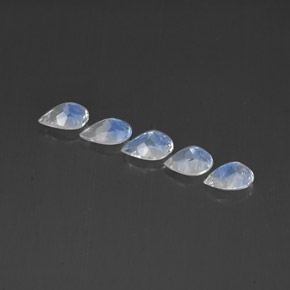 Rainbow Moonstone Gemstone in 6.5 x 4.9 mm Size for Sale, Rainbow Moonstone Stone in Blue White Color