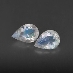 1.01 ct White Rainbow Moonstone Gemstone, Rainbow Moonstone Gem in Pear Facet Shape for Sale.