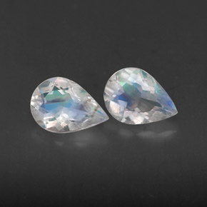 1.01 ct White Rainbow Moonstone Stone, Natural Rainbow Moonstone in Pear Facet Shape for Sale