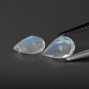 Rainbow Moonstone Gemstone in 6.6 x 4.9 mm Size for Sale, Rainbow Moonstone Stone in Blue White Color