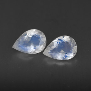 0.97 ct White Rainbow Moonstone Gemstone, Rainbow Moonstone Gem in Pear Facet Shape for Sale.