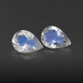 0.97 ct White Rainbow Moonstone Stone, Natural Rainbow Moonstone in Pear Facet Shape for Sale