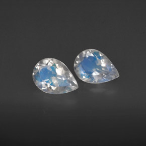 1.08 ct White Rainbow Moonstone Gemstone, Rainbow Moonstone Gem in Pear Facet Shape for Sale.