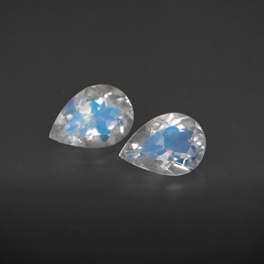 1.08 ct White Rainbow Moonstone Stone, Natural Rainbow Moonstone in Pear Facet Shape for Sale