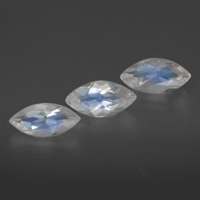 1.30 ct White Rainbow Moonstone Stone, Natural Rainbow Moonstone in Marquise Facet Shape for Sale