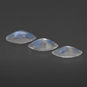 Rainbow Moonstone Gemstone in 8 x 4 mm (calibrated) Size for Sale, Rainbow Moonstone Stone in Blue White Color