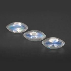 1.42 ct White Rainbow Moonstone Gemstone, Rainbow Moonstone Gem in Marquise Facet Shape for Sale.