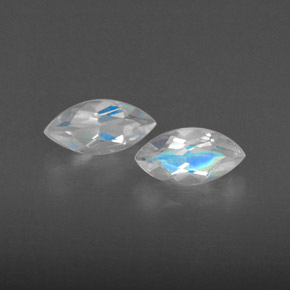 0.45 ct White Rainbow Moonstone Gemstone, Rainbow Moonstone Gem in Marquise Facet Shape for Sale.