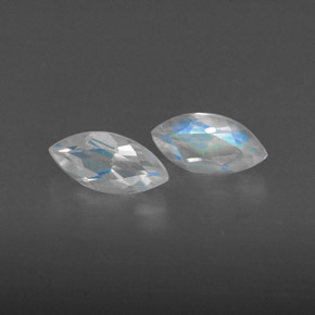 0.45 ct White Rainbow Moonstone Stone, Natural Rainbow Moonstone in Marquise Facet Shape for Sale