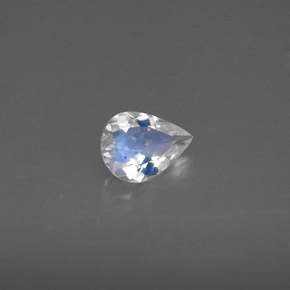 0.43 ct White Rainbow Moonstone Gemstone, Rainbow Moonstone Gem in Pear Facet Shape for Sale.