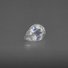 0.47 ct White Rainbow Moonstone Gemstone, Rainbow Moonstone Gem in Pear Facet Shape for Sale.