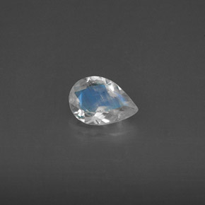 0.42 ct White Rainbow Moonstone Gemstone, Rainbow Moonstone Gem in Pear Facet Shape for Sale.