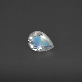 0.44 ct White Rainbow Moonstone Gemstone, Rainbow Moonstone Gem in Pear Facet Shape for Sale.