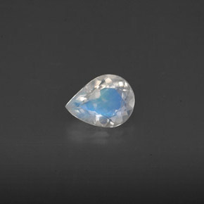 0.47 ct White Rainbow Moonstone Gemstone, Rainbow Moonstone Gem in Pear Facet Shape for Sale.