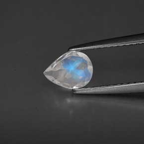 Rainbow Moonstone Gemstone in 6.5 x 4.9 mm Size for Sale, Rainbow Moonstone Stone in Blue White Color