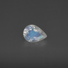 0.55 ct White Rainbow Moonstone Gemstone, Rainbow Moonstone Gem in Pear Facet Shape for Sale.