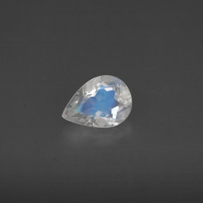 0.55 ct White Rainbow Moonstone Stone, Natural Rainbow Moonstone in Pear Facet Shape for Sale