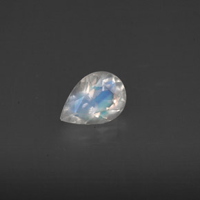 0.59 ct White Rainbow Moonstone Gemstone, Rainbow Moonstone Gem in Pear Facet Shape for Sale.