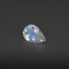 0.54 ct White Rainbow Moonstone Gemstone, Rainbow Moonstone Gem in Pear Facet Shape for Sale.