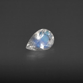 0.54 ct White Rainbow Moonstone Stone, Natural Rainbow Moonstone in Pear Facet Shape for Sale