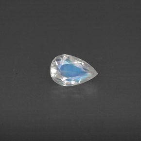 0.44 ct White Rainbow Moonstone Gemstone, Rainbow Moonstone Gem in Pear Facet Shape for Sale.