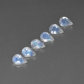1.60 ct White Rainbow Moonstone Gemstone, Rainbow Moonstone Gem in Pear Facet Shape for Sale.