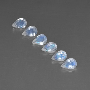1.60 ct White Rainbow Moonstone Stone, Natural Rainbow Moonstone in Pear Facet Shape for Sale