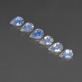 1.78 ct White Rainbow Moonstone Gemstone, Rainbow Moonstone Gem in Pear Facet Shape for Sale.