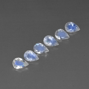1.73 ct White Rainbow Moonstone Gemstone, Rainbow Moonstone Gem in Pear Facet Shape for Sale.