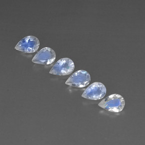1.73 ct White Rainbow Moonstone Stone, Natural Rainbow Moonstone in Pear Facet Shape for Sale