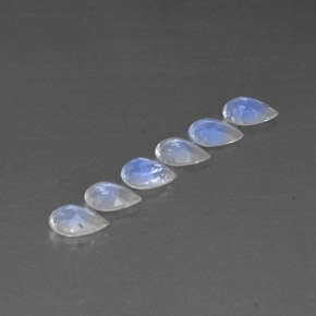 Rainbow Moonstone Gemstone in 6 x 4 mm (calibrated) Size for Sale, Rainbow Moonstone Stone in Blue White Color