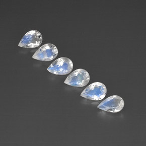 1.84 ct White Rainbow Moonstone Gemstone, Rainbow Moonstone Gem in Pear Facet Shape for Sale.