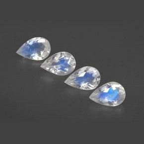 1.13 ct White Rainbow Moonstone Gemstone, Rainbow Moonstone Gem in Pear Facet Shape for Sale.