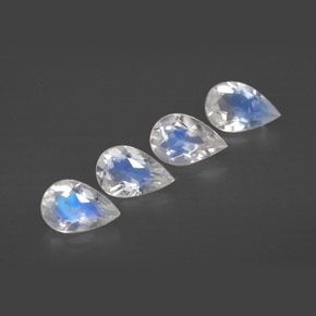1.13 ct White Rainbow Moonstone Stone, Natural Rainbow Moonstone in Pear Facet Shape for Sale