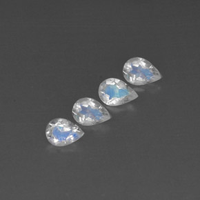 0.99 ct White Rainbow Moonstone Gemstone, Rainbow Moonstone Gem in Pear Facet Shape for Sale.