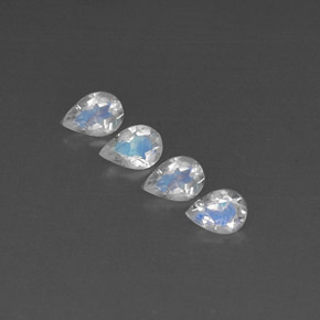 0.99 ct White Rainbow Moonstone Stone, Natural Rainbow Moonstone in Pear Facet Shape for Sale