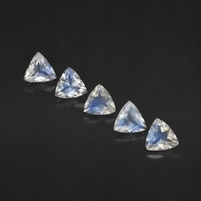 1.95 ct White Rainbow Moonstone Gemstone, Rainbow Moonstone Gem in Trillion Facet Shape for Sale.