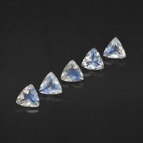 1.95 ct White Rainbow Moonstone Stone, Natural Rainbow Moonstone in Trillion Facet Shape for Sale