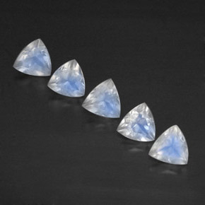 2.09 ct White Rainbow Moonstone Stone, Natural Rainbow Moonstone in Trillion Facet Shape for Sale