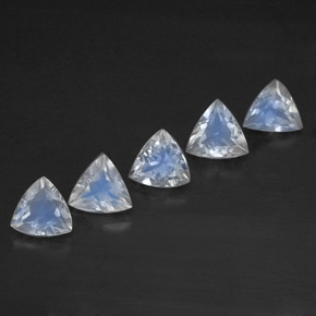 1.91 ct White Rainbow Moonstone Stone, Natural Rainbow Moonstone in Trillion Facet Shape for Sale