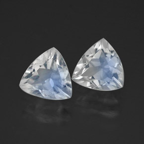 0.84 ct White Rainbow Moonstone Stone, Natural Rainbow Moonstone in Trillion Facet Shape for Sale