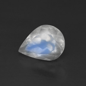 0.99 ct White Rainbow Moonstone Stone, Natural Rainbow Moonstone in Pear Facet Shape for Sale