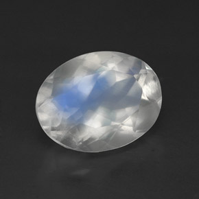 1.69 ct White Rainbow Moonstone Gemstone, Rainbow Moonstone Gem in Oval Facet Shape for Sale.