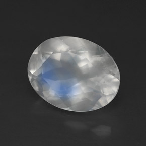 1.69 ct White Rainbow Moonstone Stone, Natural Rainbow Moonstone in Oval Facet Shape for Sale