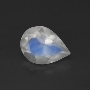 0.95 ct White Rainbow Moonstone Gemstone, Rainbow Moonstone Gem in Pear Facet Shape for Sale.