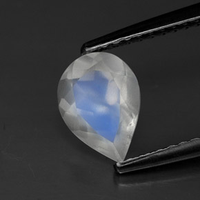 0.95 ct White Rainbow Moonstone Stone, Natural Rainbow Moonstone in Pear Facet Shape for Sale