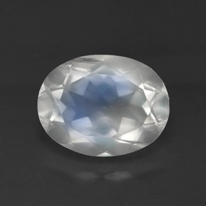 1.73 ct White Rainbow Moonstone Gemstone, Rainbow Moonstone Gem in Oval Facet Shape for Sale.