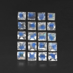 3.81 ct White Rainbow Moonstone Gemstone, Rainbow Moonstone Gem in Square Facet Shape for Sale.